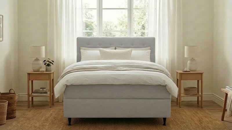 Hilton Plus Komplett sengepakke med oppbevaring 120x200 cm - Grå - Møbler - Senger - Kontinentalsenger