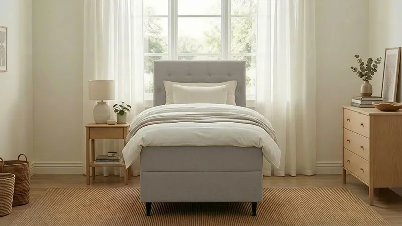 Hilton Plus Komplett sengepakke med oppbevaring 90x200 cm - Grå - Møbler - Senger - Kontinentalsenger