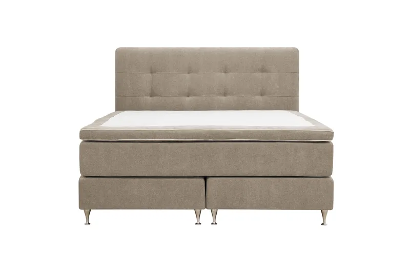 Hilton Premium komplett sengepakke 160x200 cm kontinentalseng med sengegavl, Lysebrunt stoff