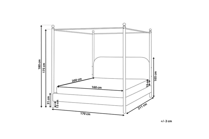 Himmelseng Dannemois - Hvit, Svart, 160x200 cm - Møbler - Senger - Himmelseng