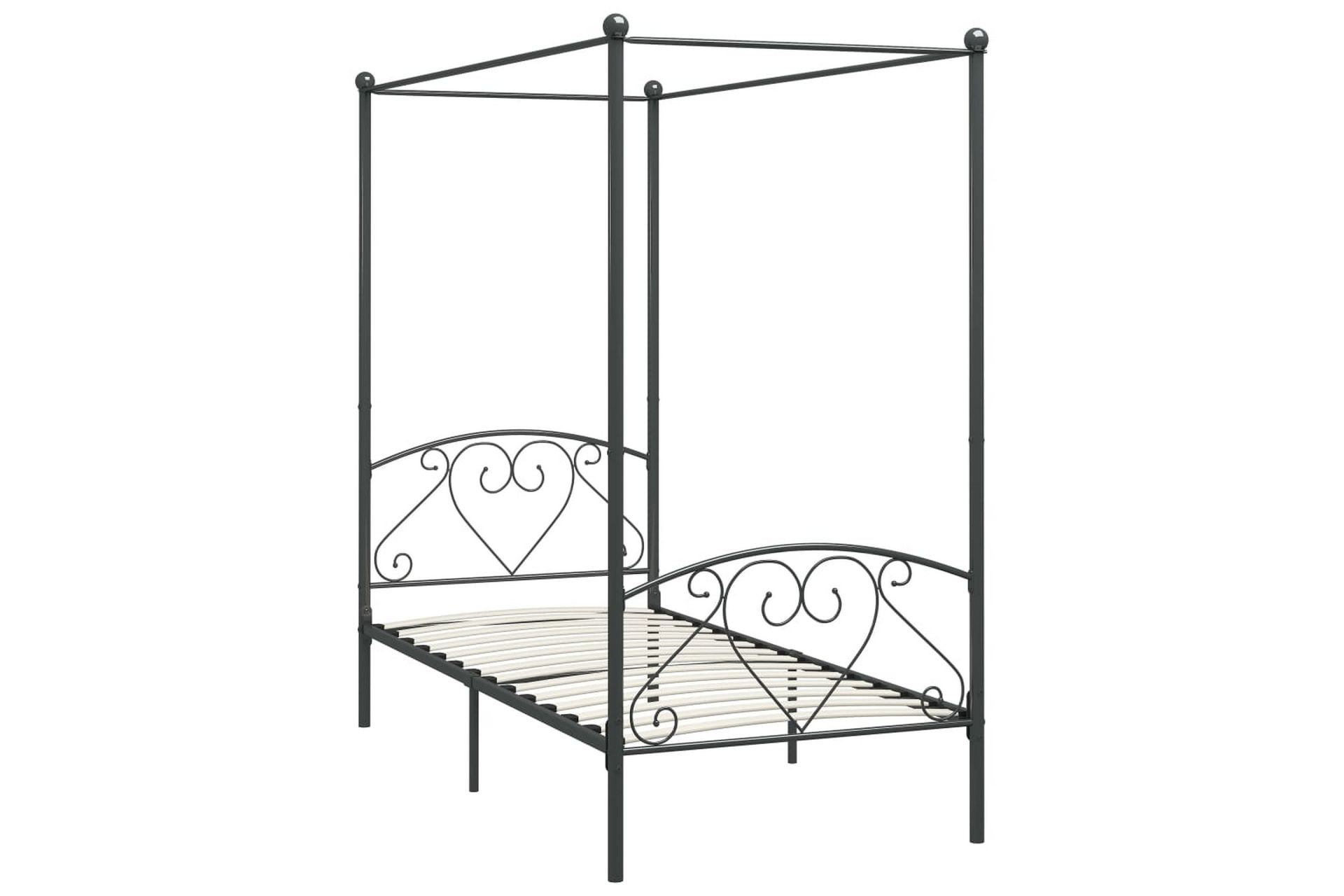 Himmelsengeramme grå metall 100x200 cm - Møbler - Senger - Himmelseng