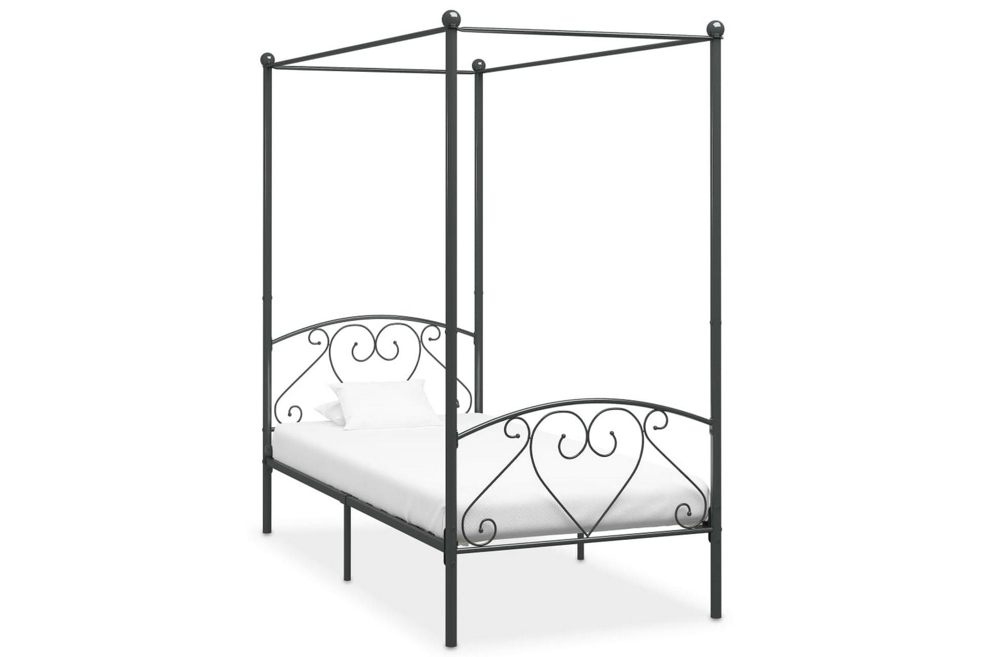 Himmelsengeramme grå metall 100x200 cm - Møbler - Senger - Himmelseng