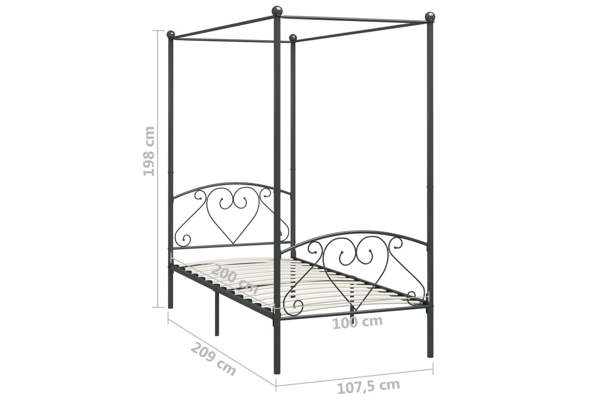 Himmelsengeramme grå metall 100x200 cm - Møbler - Senger - Himmelseng