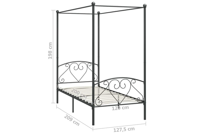 Himmelsengeramme grå metall 120x200 cm - Møbler - Senger - Himmelseng