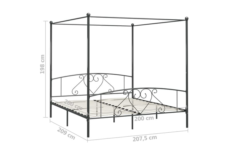 Himmelsengeramme grå metall 200x200 cm - Møbler - Senger - Himmelseng