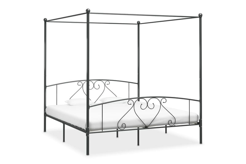 Himmelsengeramme grå metall 200x200 cm - Møbler - Senger - Himmelseng