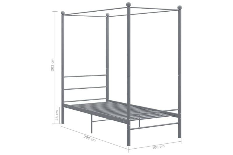Himmelsengeramme grå metall 90x200 cm - Grå - Møbler - Senger - Himmelseng
