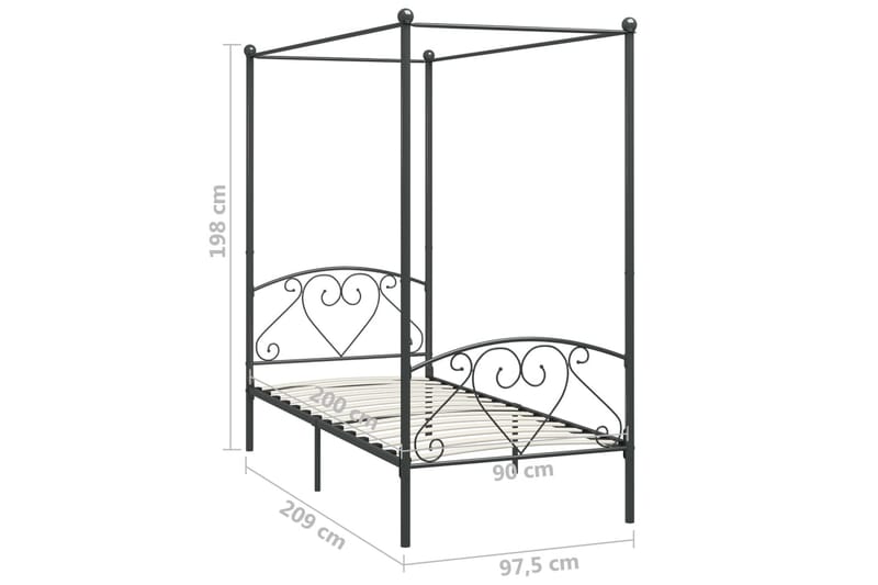 Himmelsengeramme grå metall 90x200 cm - Møbler - Senger - Himmelseng