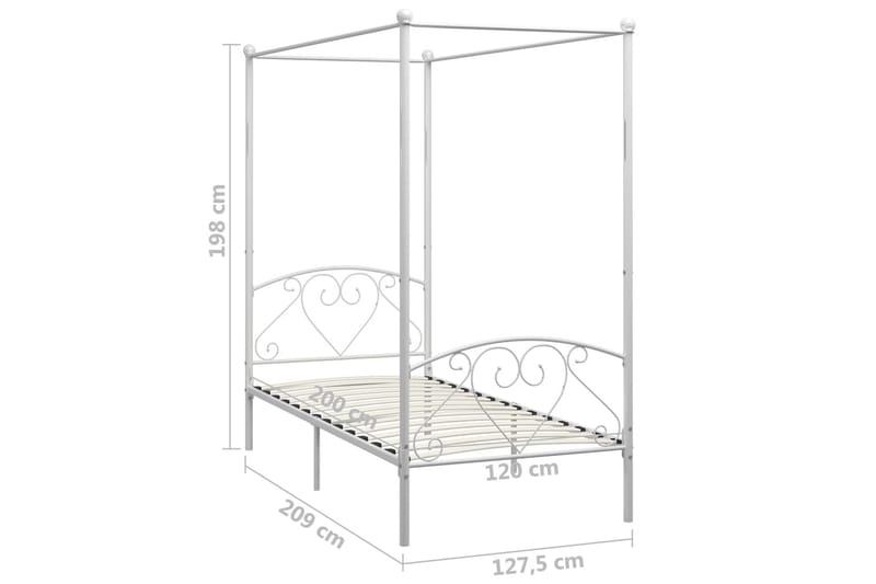 Himmelsengeramme hvit metall 120x200 cm - Himmelseng