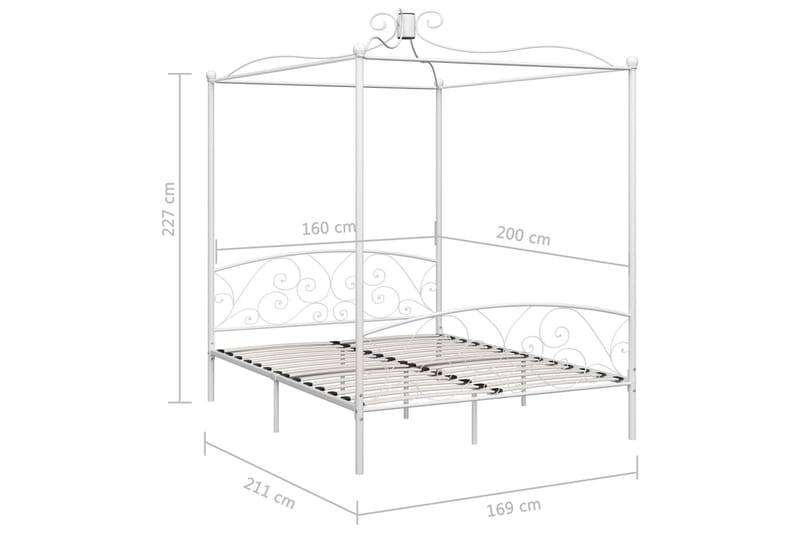 Himmelsengeramme hvit metall 160x200 cm - Himmelseng