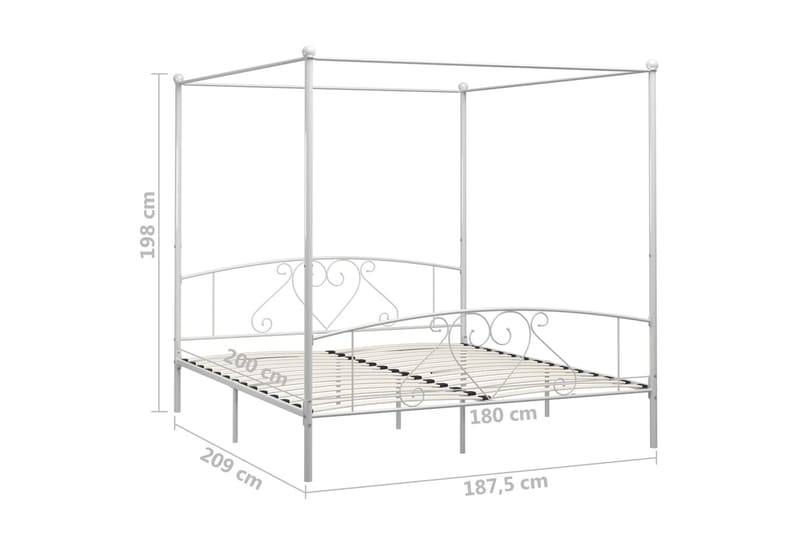 Himmelsengeramme hvit metall 180x200 cm - Møbler - Senger - Himmelseng