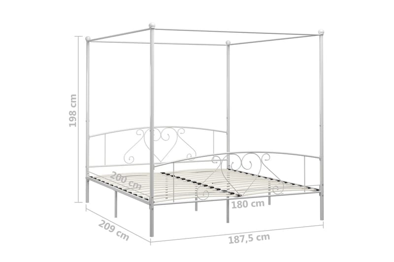 Himmelsengeramme hvit metall 180x200 cm - Himmelseng