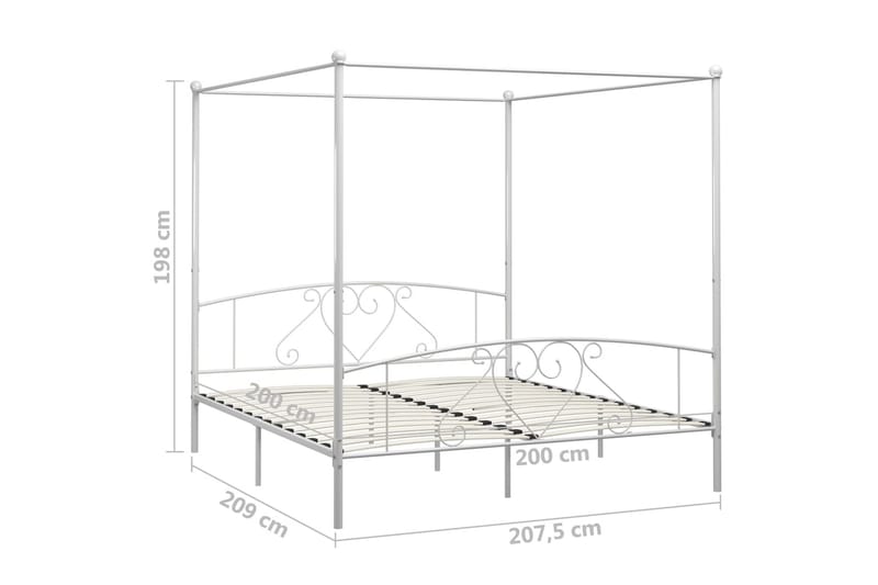 Himmelsengeramme hvit metall 200x200 cm - Himmelseng - Familieseng