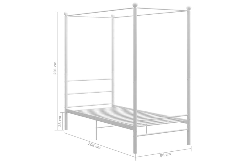 Himmelsengeramme hvit metall 90x200 cm - Hvit - Himmelseng