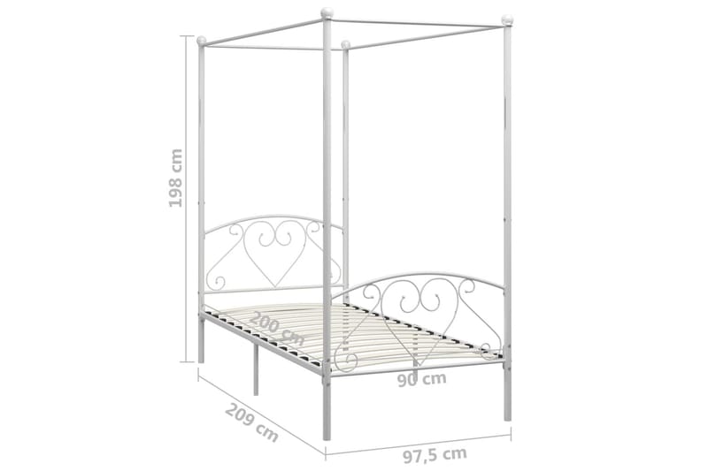 Himmelsengeramme hvit metall 90x200 cm - Himmelseng