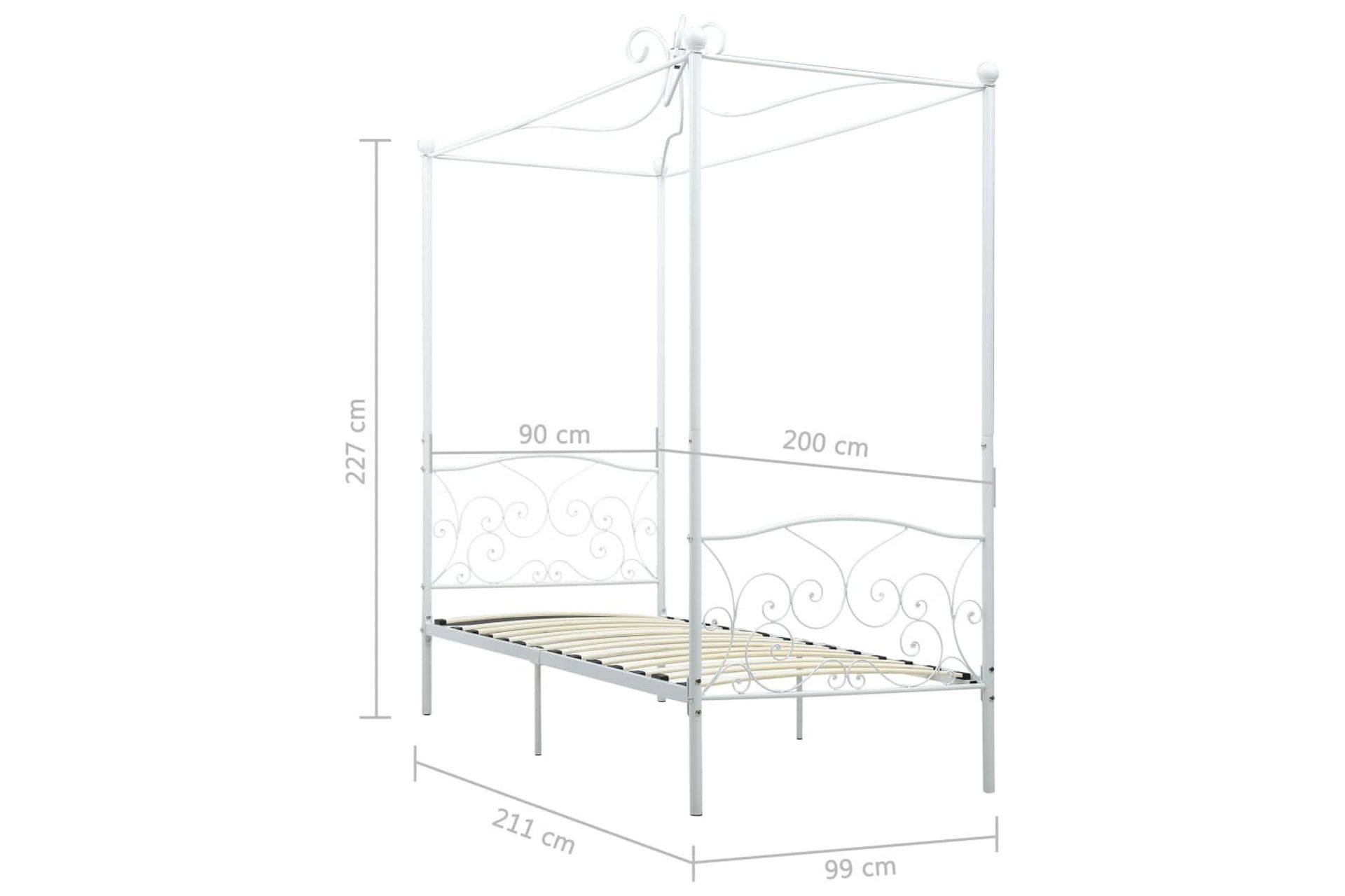 Himmelsengeramme hvit metall 90x200 cm - Møbler - Senger - Himmelseng