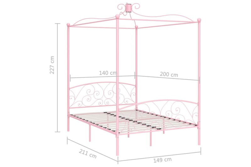 Himmelsengeramme rosa metall 120x200 cm - Himmelseng