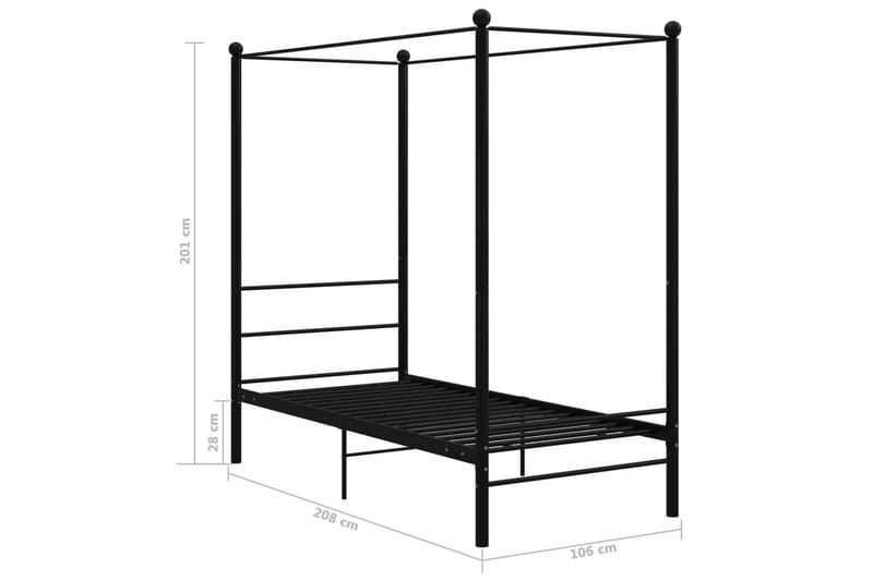 Himmelsengeramme svart metall 100x200 cm - Svart - Himmelseng