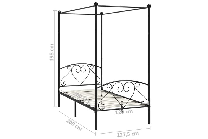 Himmelsengeramme svart metall 120x200 cm - Møbler - Senger - Himmelseng