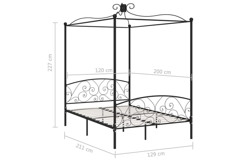 Himmelsengeramme svart metall 120x200 cm - Møbler - Senger - Himmelseng
