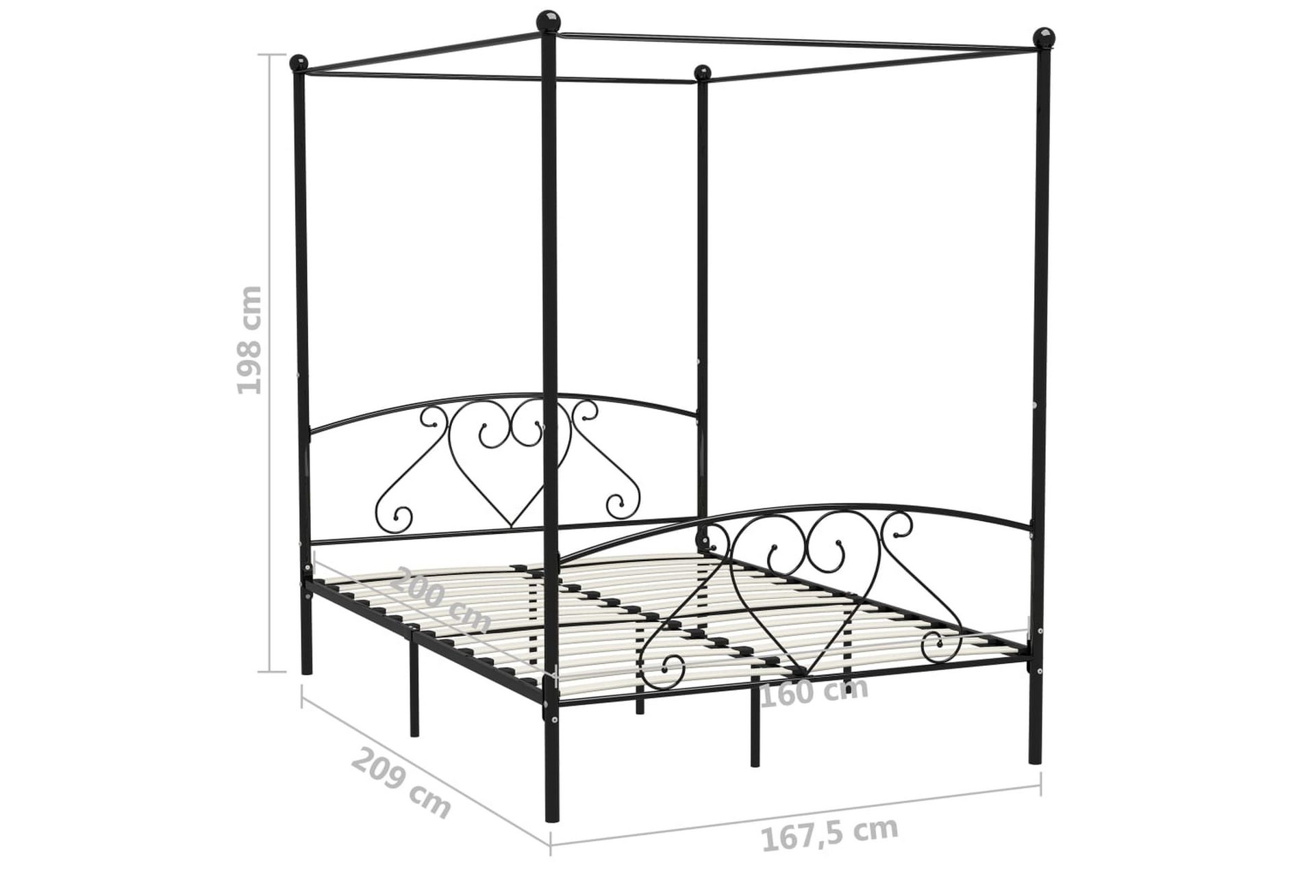 Himmelsengeramme svart metall 160x200 cm - Møbler - Senger - Himmelseng