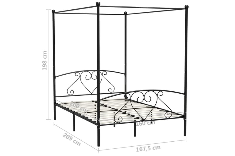 Himmelsengeramme svart metall 160x200 cm - Møbler - Senger - Himmelseng
