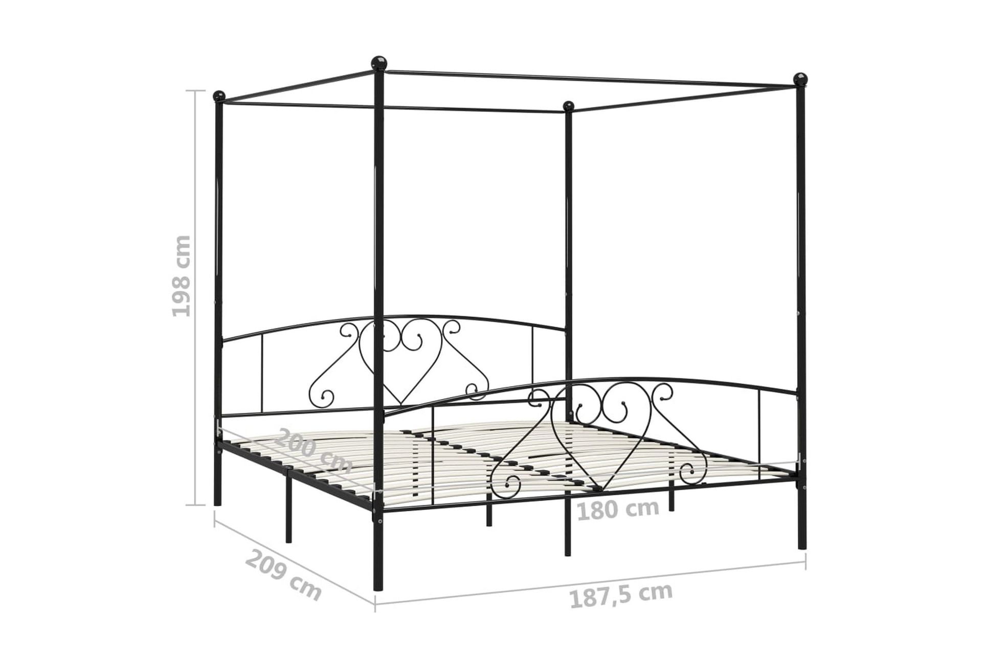 Himmelsengeramme svart metall 180x200 cm - Møbler - Senger - Himmelseng