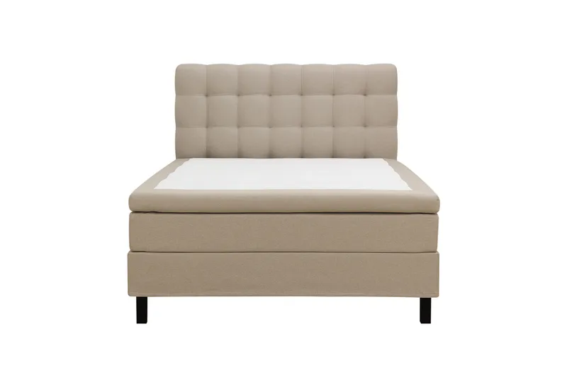 HVILA Classic komplett sengepakke 120x200 cm, kontinentalseng med rutete sengegavl, Beige
