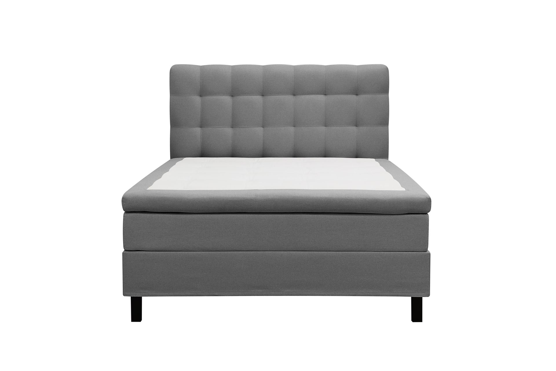 HVILA Classic komplett sengepakke 140x200 cm, kontinentalseng med rutete sengegavl - Grå