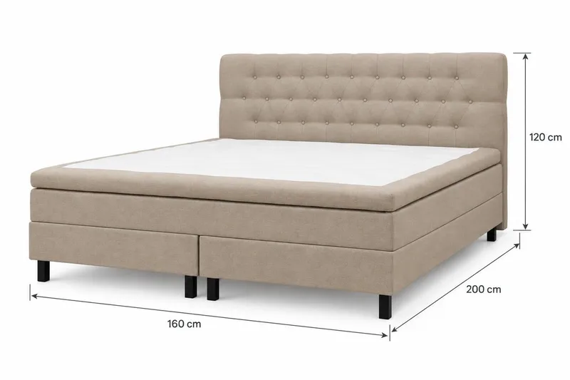 HVILA Classic Komplett sengepakke 160x200 cm Kontinentalseng med diamantmønstret sengegavl - Beige - Møbler - Senger - Komplett sengepakke