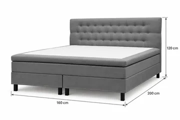 HVILA Classic Komplett sengepakke 160x200 cm Kontinentalseng med diamantmønstret sengegavl - Grå - Møbler - Senger - Komplett sengepakke
