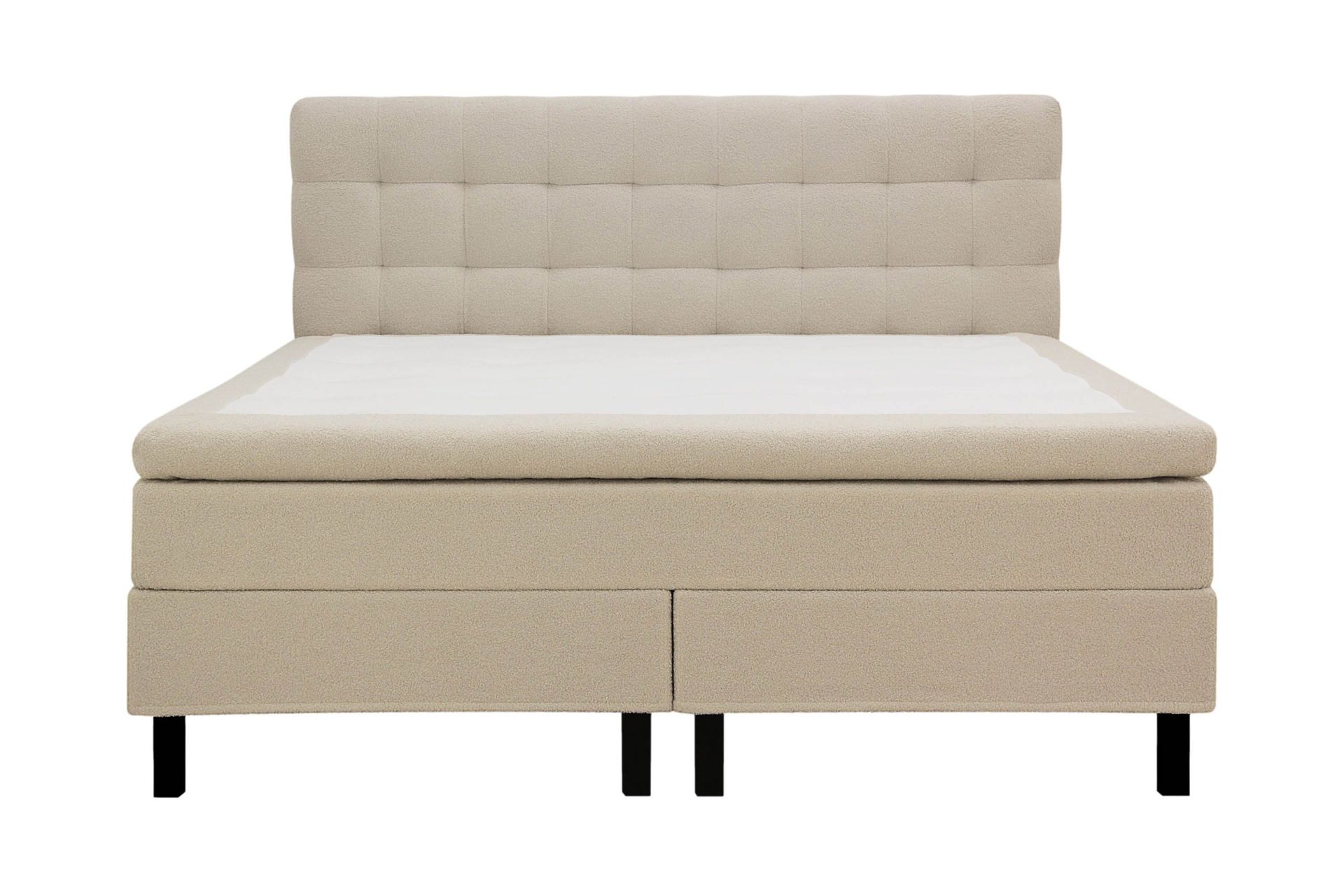 HVILA Classic komplett sengepakke 160x200 cm kontinentalseng med rutemønstret sengegavl - Beige / Teddy