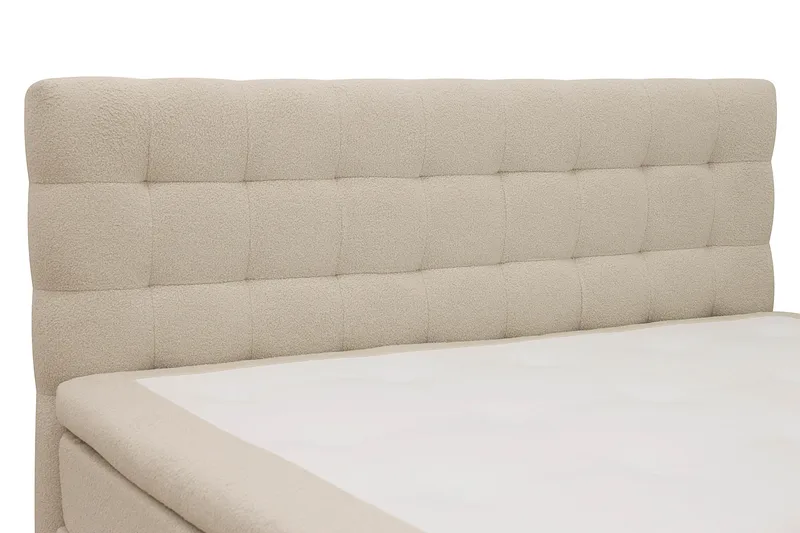 HVILA Classic komplett sengepakke 160x200 cm kontinentalseng med rutet sengegavl - Beige / Teddy - Møbler - Senger - Kontinentalsenger