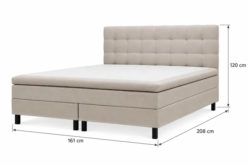 HVILA Classic Komplett sengepakke 160x200 cm Kontinentalseng med rutete sengegavl - Beige - Møbler - Senger - Komplett sengepakke