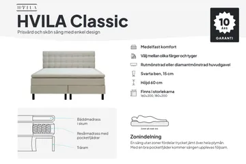 HVILA Classic komplett sengepakke 180x200 cm kontinentalseng med diamantmønstret sengegavl - Beige - Møbler - Senger - Komplett sengepakke