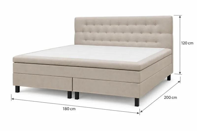 HVILA Classic Komplett sengepakke 180x200 cm Kontinentalseng med diamantmønstret sengegavl - Beige - Møbler - Senger - Komplett sengepakke