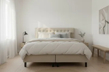 HVILA Classic komplett sengepakke 180x200 cm kontinentalseng med diamantmønstret sengegavl - Beige - Møbler - Senger - Komplett sengepakke