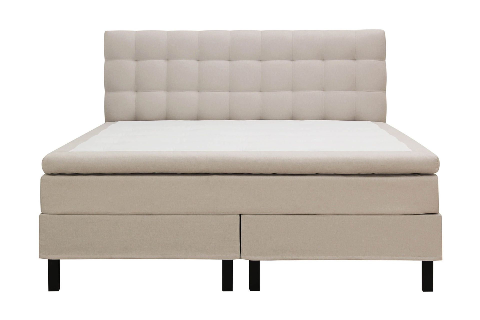 HVILA Classic komplett sengepakke 180x200 cm kontinentalseng med rutemønstret sengegavl - Beige