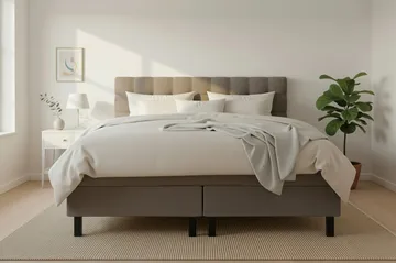 HVILA Classic komplett sengepakke 180x200 cm kontinentalseng med rutet sengegavl - Brun - Møbler - Senger - Komplett sengepakke