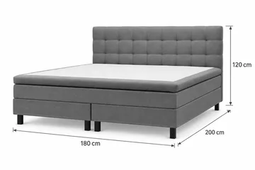 HVILA Classic Komplett sengepakke 180x200 cm Kontinentalseng med rutete sengegavl - Grå - Møbler - Senger - Komplett sengepakke