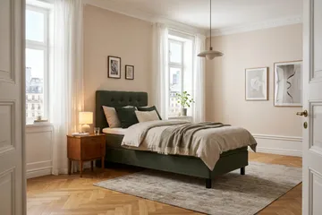 HVILA Classic komplett sengepakke 90x200 cm, kontinentalseng med diamantmønstret sengegavl - Grønn - Møbler - Senger - Komplett sengepakke