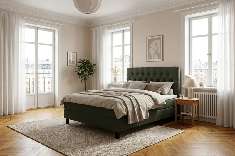 HVILA Classic kontinentalseng 120x200 cm - Grønn - Møbler - Senger - Komplett sengepakke