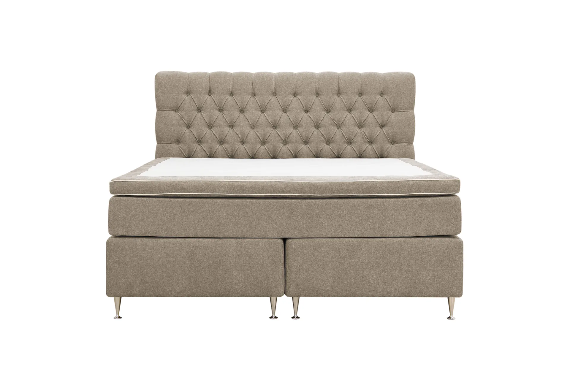HVILA Luksus Komplett sengepakke 180x200 cm Kontinentalseng med sengegavl med knapper i chenille - Brun