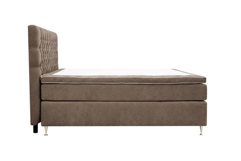 HVILA Luksus Komplett sengepakke 180x200 cm Kontinentalseng med sengegavl med knapper i chenille - Mørkebrun - Møbler - Senger - Komplett sengepakke