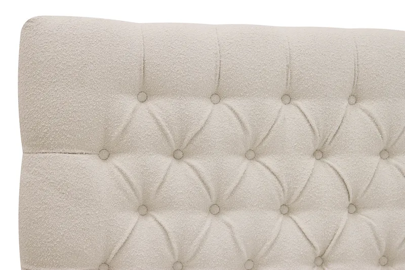 HVILA Lyx komplett sengesett 160x200 cm kontinentalseng med knappepolstret sengegavl i bouclé - Ivory / Bouclé - Møbler - Senger - Komplett sengepakke