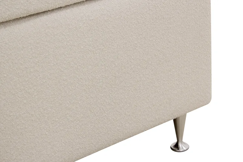 HVILA Lyx komplett sengesett 160x200 cm kontinentalseng med knappepolstret sengegavl i bouclé - Ivory / Bouclé - Møbler - Senger - Komplett sengepakke
