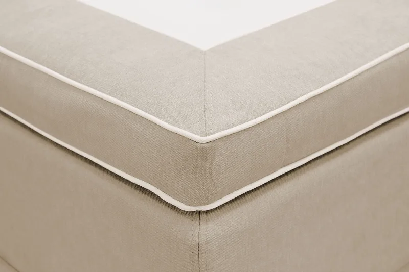 HVILA Lyx komplett sengesett 180x200 cm kontinentalseng med knappepolstret sengegavl - Beige - Møbler - Senger - Kontinentalsenger