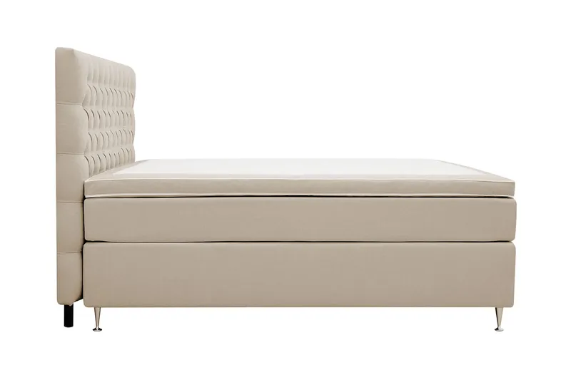 HVILA Lyx komplett sengesett 180x200 cm kontinentalseng med knappepolstret sengegavl - Beige - Møbler - Senger - Kontinentalsenger
