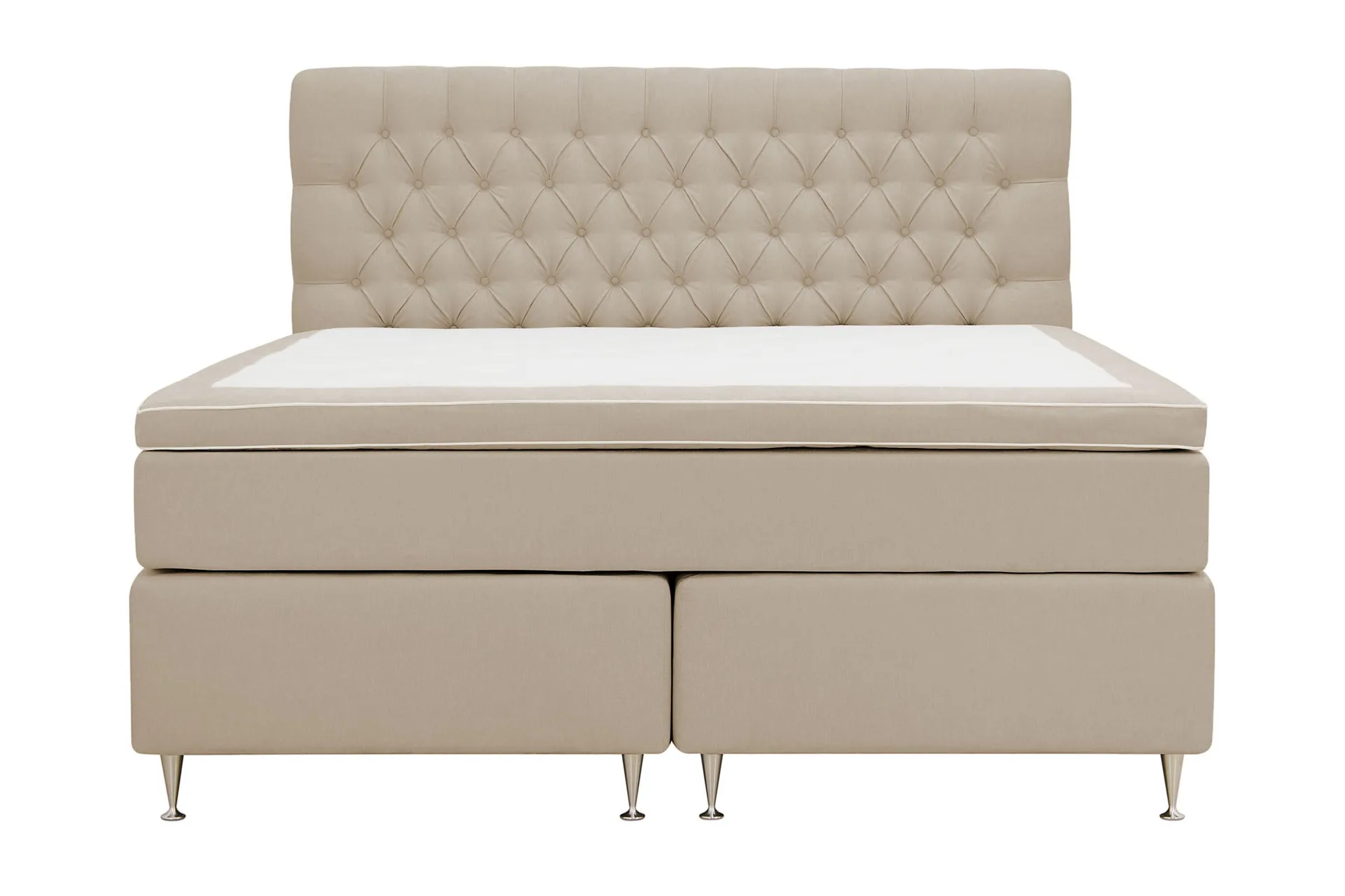 HVILA Lyx komplett sengesett 180x200 cm kontinentalseng med knappepolstret sengegavl - Beige