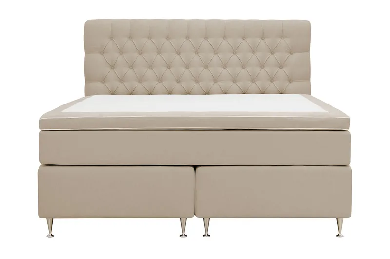 HVILA Lyx komplett sengesett 180x200 cm kontinentalseng med knappepolstret sengegavl, Beige